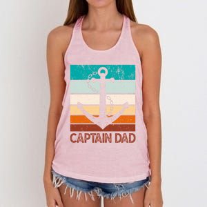 Super Papa Captain Dad Fathers Day Son Daughter Dad Gift Women's Knotted Racerback Tank