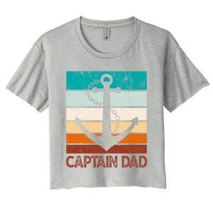 Super Papa Captain Dad Fathers Day Son Daughter Dad Gift Women's Crop Top Tee