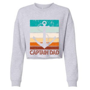 Super Papa Captain Dad Fathers Day Son Daughter Dad Gift Cropped Pullover Crew