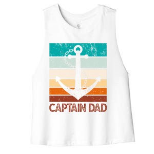 Super Papa Captain Dad Fathers Day Son Daughter Dad Gift Women's Racerback Cropped Tank