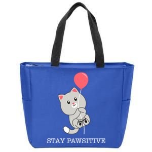 Stay Pawsitive Cute Kitten Cat Lovers Funny Gift Zip Tote Bag