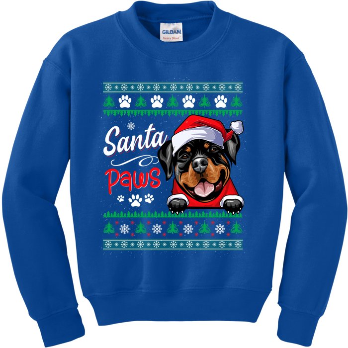 Santa Paws Christmas Dog Rottweiler Ugly Christmas Sweater Great Gift Kids Sweatshirt