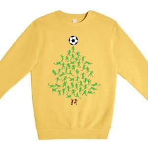 Soccer Player Christmas Tree Xmas Gift Premium Crewneck Sweatshirt