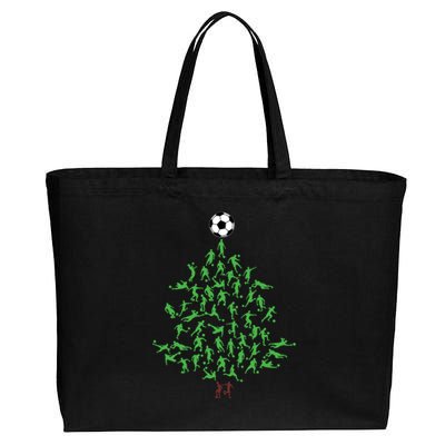 Soccer Player Christmas Tree Xmas Gift Cotton Canvas Jumbo Tote