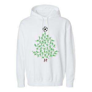 Soccer Player Christmas Tree Xmas Gift Garment-Dyed Fleece Hoodie