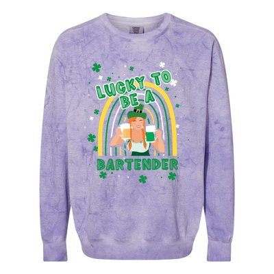 Saint Patrick Costume Shamrock Lucky To Be A Bartender Gift Colorblast Crewneck Sweatshirt