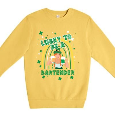 Saint Patrick Costume Shamrock Lucky To Be A Bartender Gift Premium Crewneck Sweatshirt