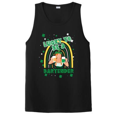 Saint Patrick Costume Shamrock Lucky To Be A Bartender Gift PosiCharge Competitor Tank