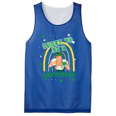 Saint Patrick Costume Shamrock Lucky To Be A Bartender Gift Mesh Reversible Basketball Jersey Tank