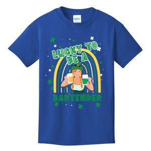 Saint Patrick Costume Shamrock Lucky To Be A Bartender Gift Kids T-Shirt