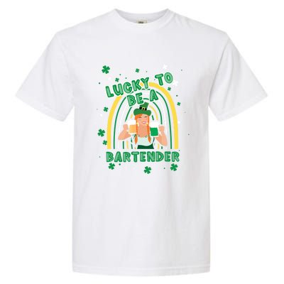 Saint Patrick Costume Shamrock Lucky To Be A Bartender Gift Garment-Dyed Heavyweight T-Shirt