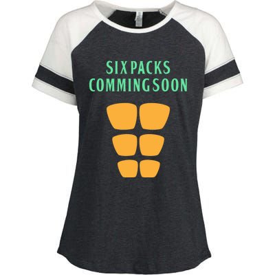 Six Pack Coming Soon Gift For Guys And Gals Cool Gift Enza Ladies Jersey Colorblock Tee