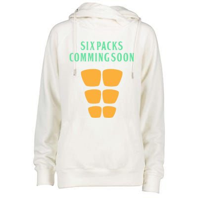 Six Pack Coming Soon Gift For Guys And Gals Cool Gift Womens Funnel Neck Pullover Hood