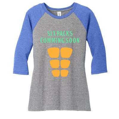 Six Pack Coming Soon Gift For Guys And Gals Cool Gift Women's Tri-Blend 3/4-Sleeve Raglan Shirt