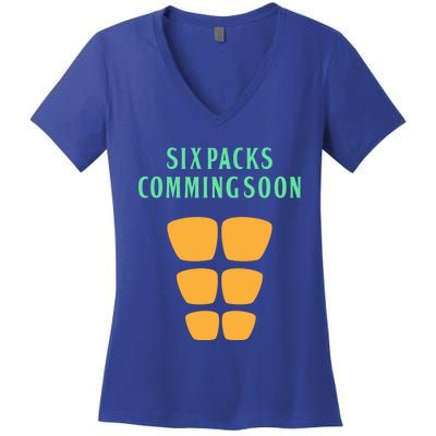 Six Pack Coming Soon Gift For Guys And Gals Cool Gift Women's V-Neck T-Shirt