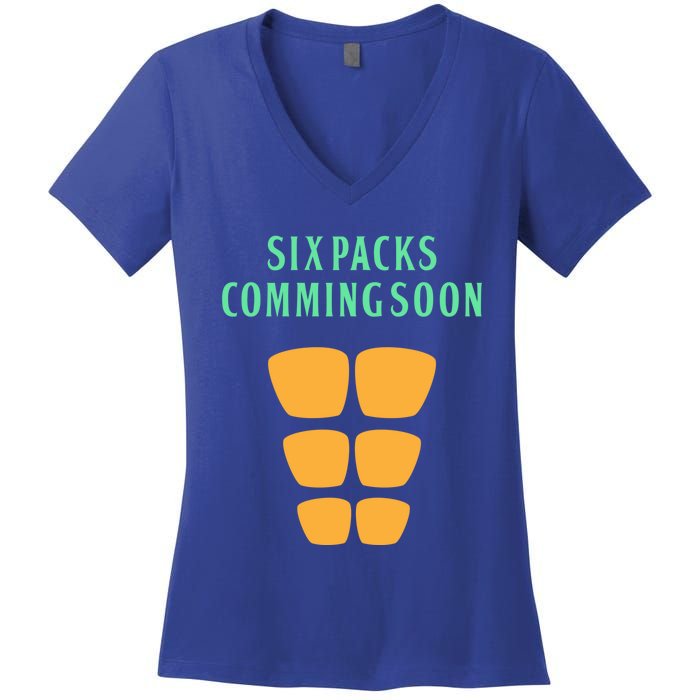 Six Pack Coming Soon Gift For Guys And Gals Cool Gift Women's V-Neck T-Shirt