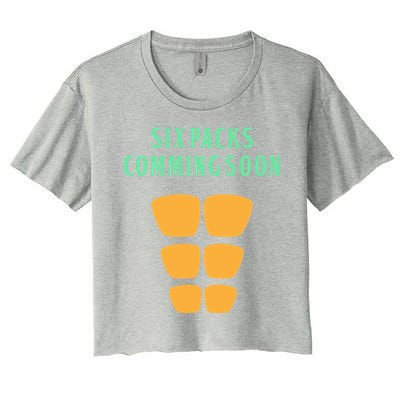 Six Pack Coming Soon Gift For Guys And Gals Cool Gift Women's Crop Top Tee