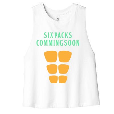 Six Pack Coming Soon Gift For Guys And Gals Cool Gift Women's Racerback Cropped Tank