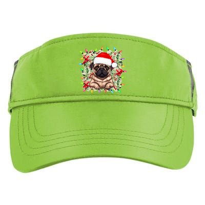 Santa Pug Christmas Lights Flowers Owner Family Gift Adult Drive Performance Visor