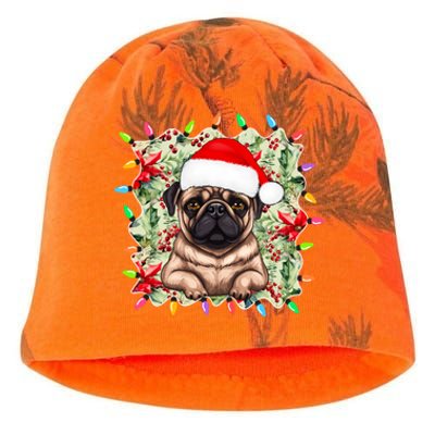 Santa Pug Christmas Lights Flowers Owner Family Gift Kati - Camo Knit Beanie