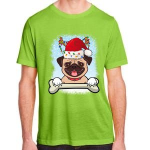 Santa Pug Christmas Lights Xmas Great Gift Adult ChromaSoft Performance T-Shirt