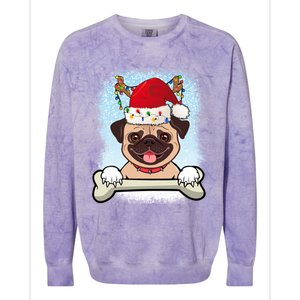 Santa Pug Christmas Lights Xmas Great Gift Colorblast Crewneck Sweatshirt