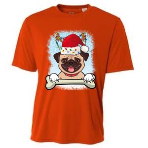 Santa Pug Christmas Lights Xmas Great Gift Cooling Performance Crew T-Shirt