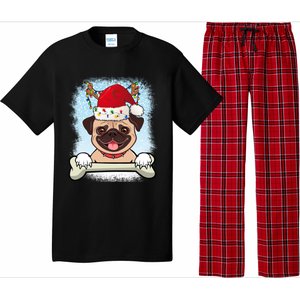 Santa Pug Christmas Lights Xmas Great Gift Pajama Set