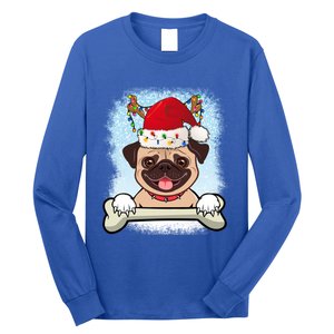 Santa Pug Christmas Lights Xmas Great Gift Long Sleeve Shirt