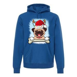 Santa Pug Christmas Lights Xmas Great Gift Premium Hoodie