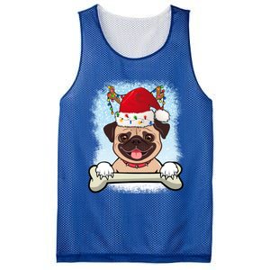 Santa Pug Christmas Lights Xmas Great Gift Mesh Reversible Basketball Jersey Tank