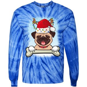 Santa Pug Christmas Lights Xmas Great Gift Tie-Dye Long Sleeve Shirt