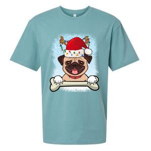 Santa Pug Christmas Lights Xmas Great Gift Sueded Cloud Jersey T-Shirt