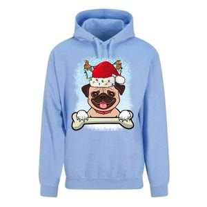 Santa Pug Christmas Lights Xmas Great Gift Unisex Surf Hoodie