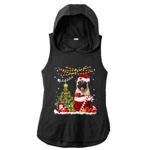 Santa Pug Christmas Tree Lights Dog Owner Xmas Gift Ladies PosiCharge Tri-Blend Wicking Draft Hoodie Tank