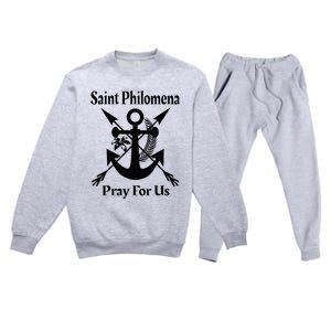 Saint Philomena Catholic St Anchor Image Lily Arrows Premium Crewneck Sweatsuit Set