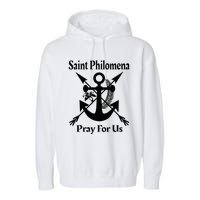 Saint Philomena Catholic St Anchor Image Lily Arrows Garment-Dyed Fleece Hoodie