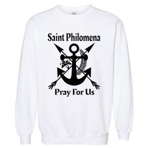 Saint Philomena Catholic St Anchor Image Lily Arrows Garment-Dyed Sweatshirt