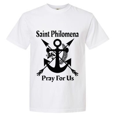 Saint Philomena Catholic St Anchor Image Lily Arrows Garment-Dyed Heavyweight T-Shirt