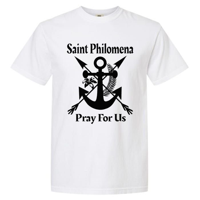 Saint Philomena Catholic St Anchor Image Lily Arrows Garment-Dyed Heavyweight T-Shirt