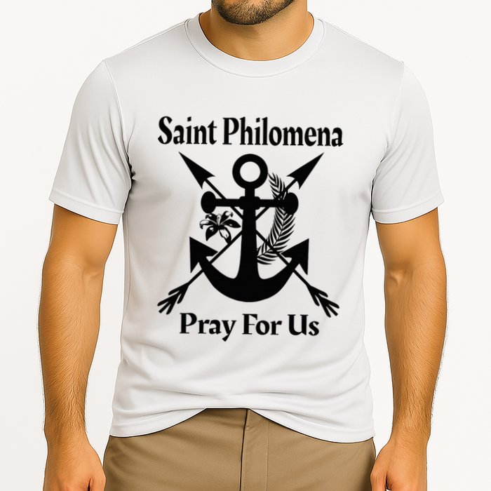 Saint Philomena Catholic St Anchor Image Lily Arrows Performance Shirt