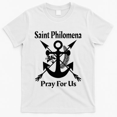 Saint Philomena Catholic St Anchor Image Lily Arrows T-Shirt