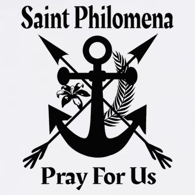 Saint Philomena Catholic St Anchor Image Lily Arrows T-Shirt