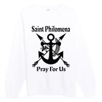 Saint Philomena Catholic St Anchor Image Lily Arrows Premium Crewneck Sweatshirt