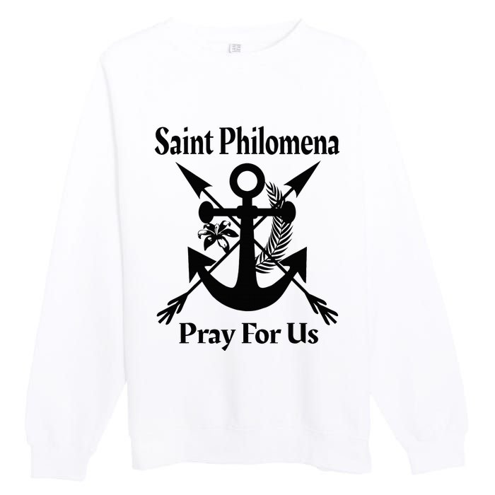 Saint Philomena Catholic St Anchor Image Lily Arrows Premium Crewneck Sweatshirt