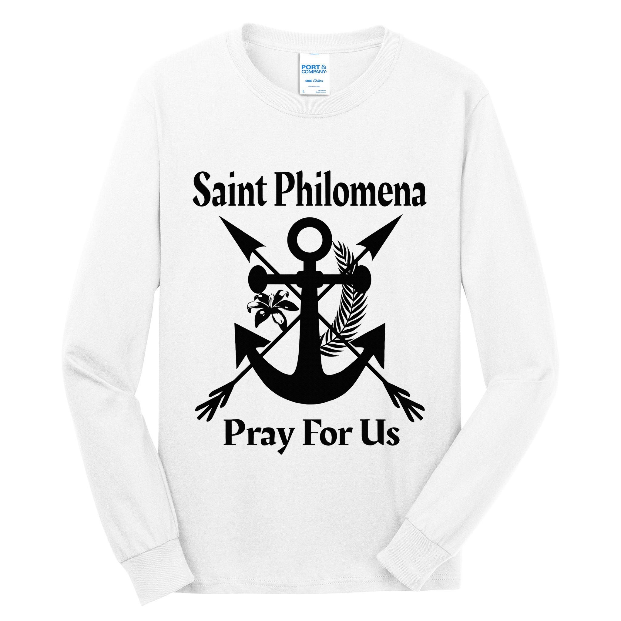Saint Philomena Catholic St Anchor Image Lily Arrows Tall Long Sleeve T-Shirt