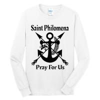 Saint Philomena Catholic St Anchor Image Lily Arrows Tall Long Sleeve T-Shirt