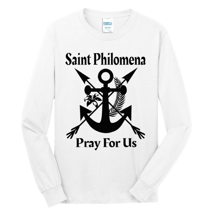 Saint Philomena Catholic St Anchor Image Lily Arrows Tall Long Sleeve T-Shirt