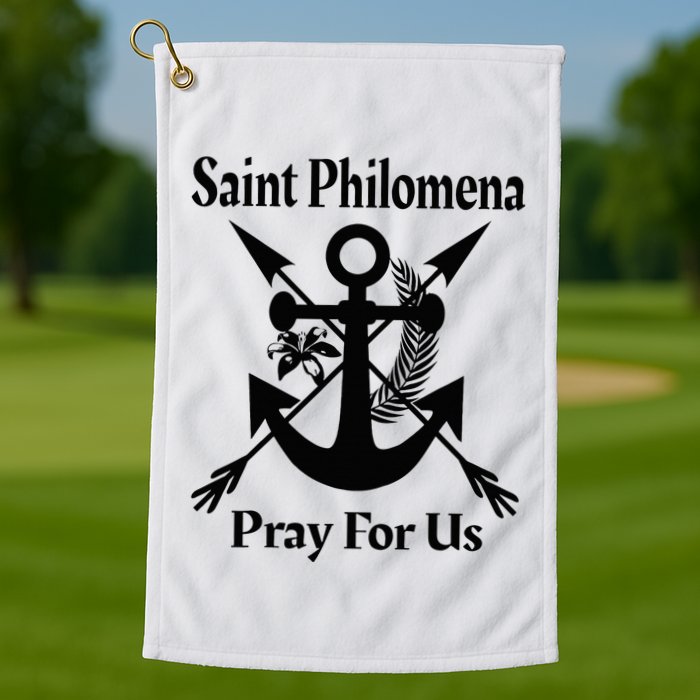 Saint Philomena Catholic St Anchor Image Lily Arrows Golf Towel