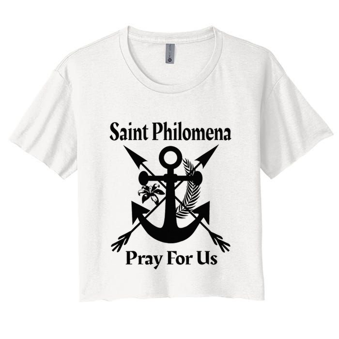Saint Philomena Catholic St Anchor Image Lily Arrows Crop Top